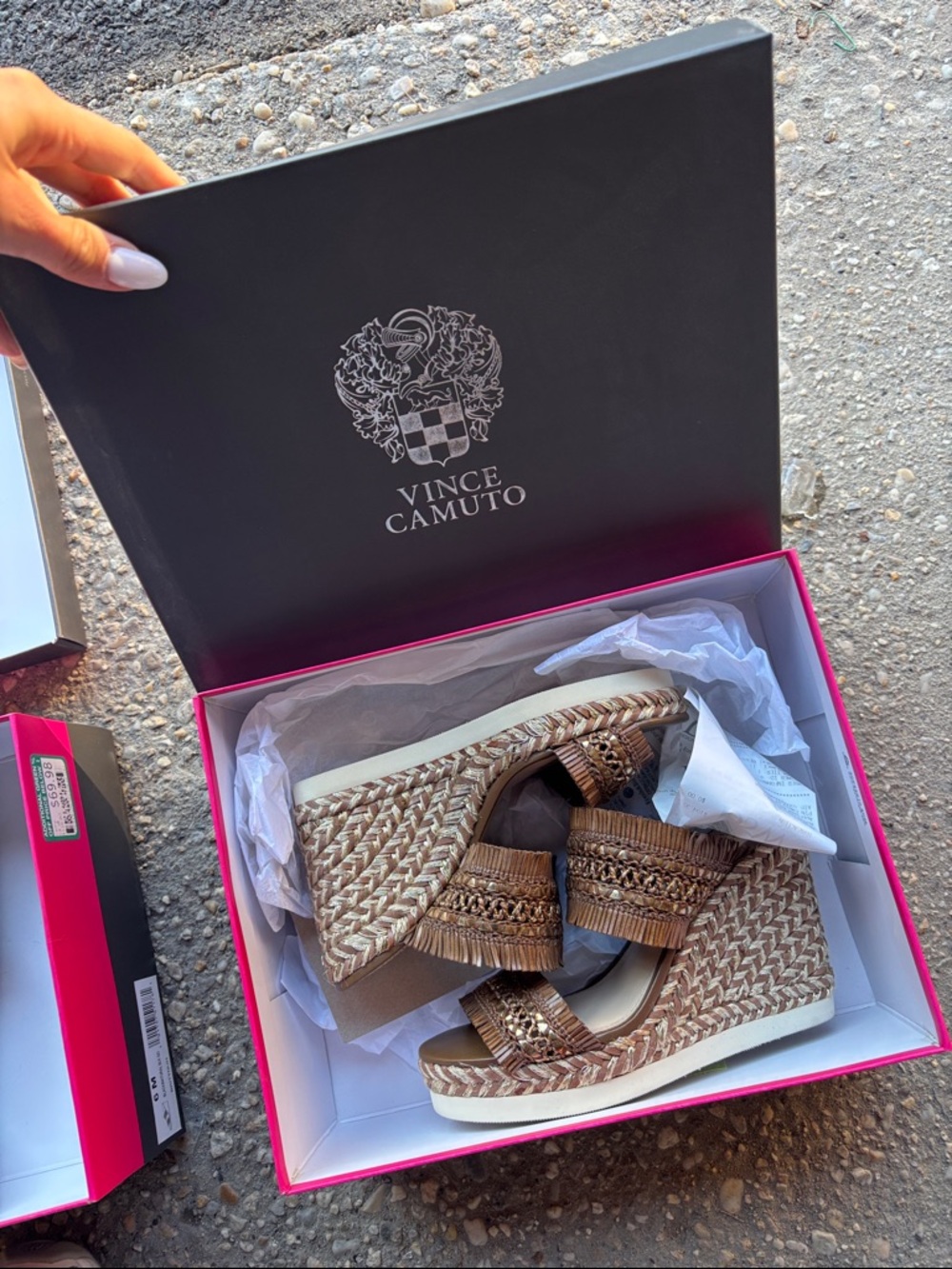 Vince Camuto Brown Braided Espadrille Wedge Sandals